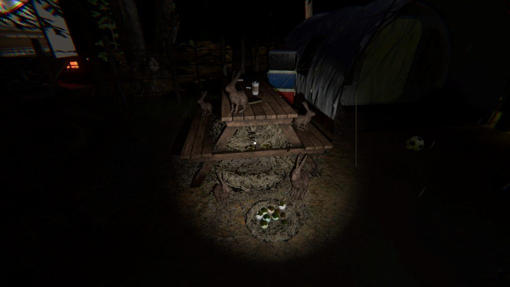 Forest Minion nest by picnic table at Camp Woodwind in Phasmophobia