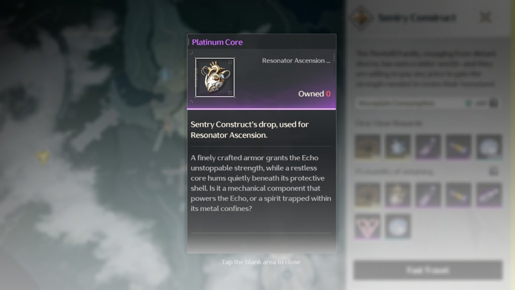 Platinum Core is a boss material and zani's ascension material