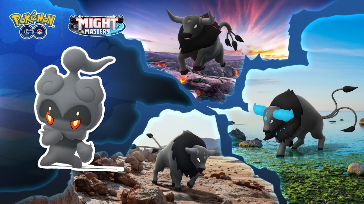 an image of Marshadow and Paldean forms of Tauros in Pokemon GO