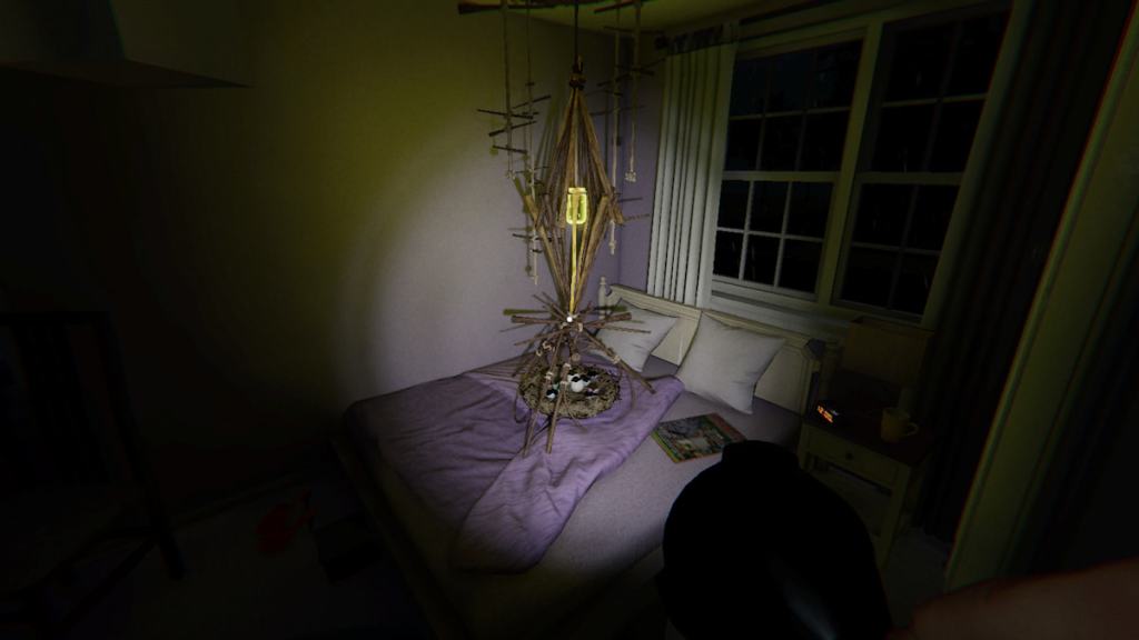 Forest Minion nest in purple bedroom at 42 Edgefield Road in Phasmophobia