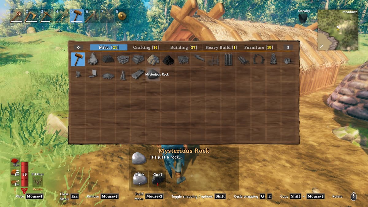 a screenshot of the mysterious rock in valheim