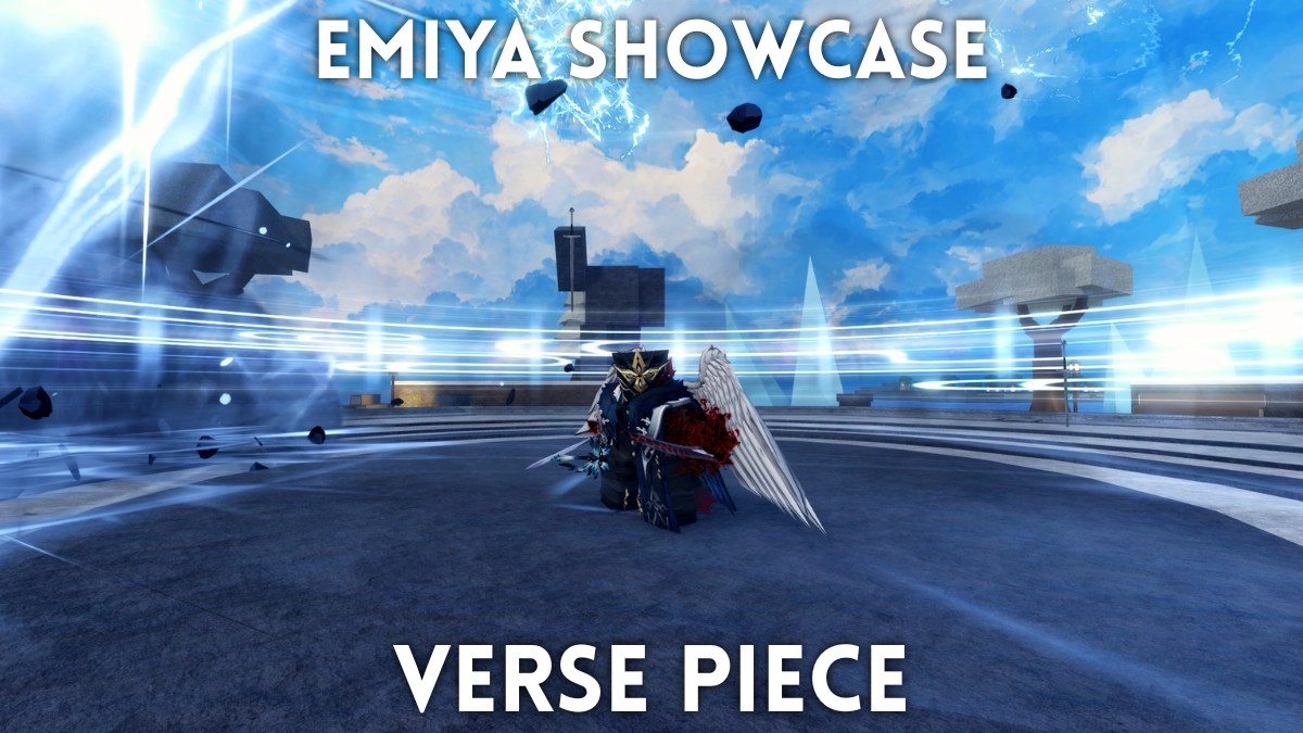 A player posing with the Emiya sword in the Verse Piece Roblox experience