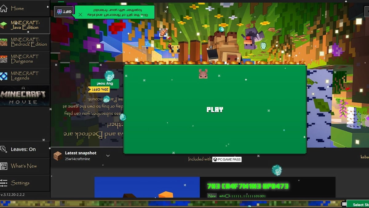 Launcher Skills activated in Minecraft Launcher