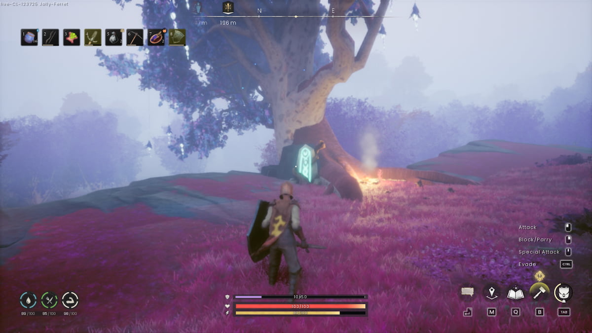 Blue tree near enemy campsite