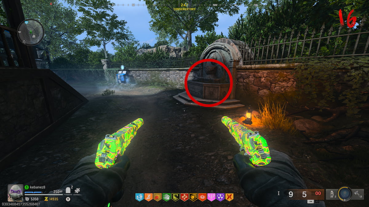 Fountain near Quick Revive machine