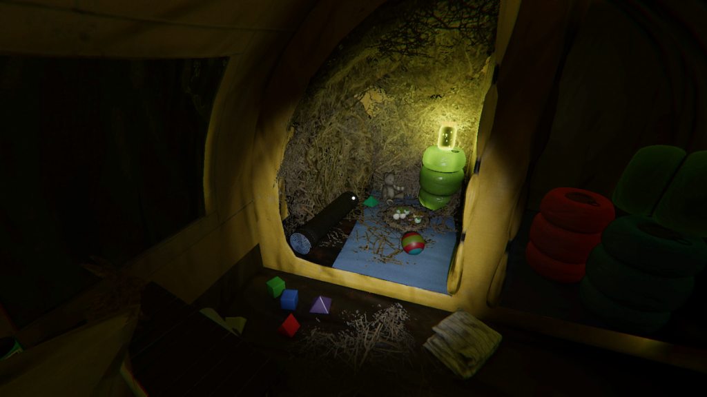 Forest Minion nest in yellow tent at Camp Woodwind in Phasmophobia