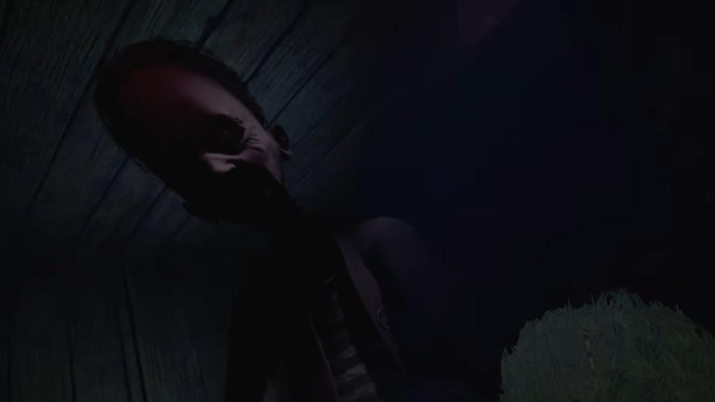 Distorted shot with left eye showing Mother Janna holding up Teddy's lost eye at the end of Out of Sight