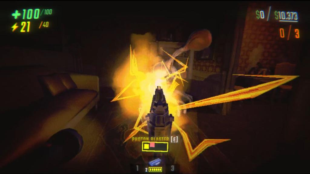 Shooting the Photon Blaser at the REPO Clown