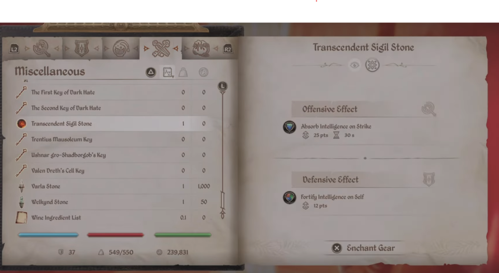 Trascendent Sigil Stone in Oblivion Remastered
