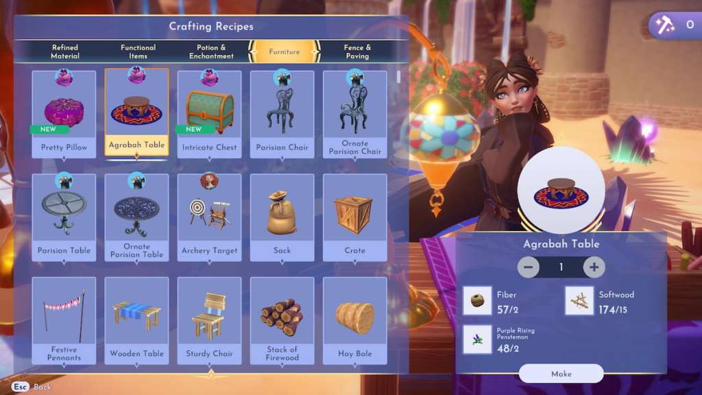 Crafting Aladdin's new furniture in DDV