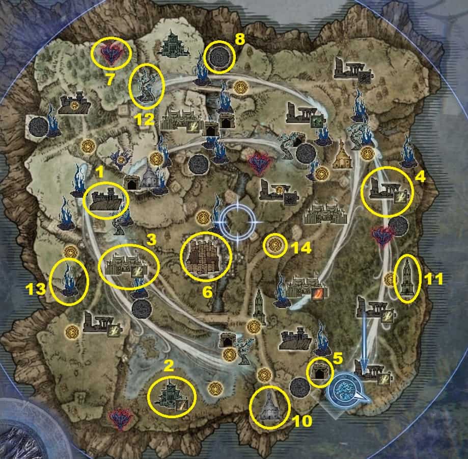 Elden Ring Nightreign numbered map and icons