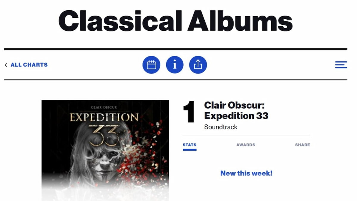 Expedition 33 number one spot in Billboard Classical Albums