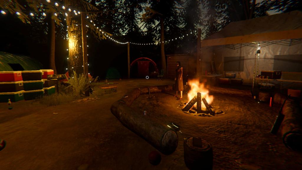 A ghost standing by a campfire in Phasmophobia