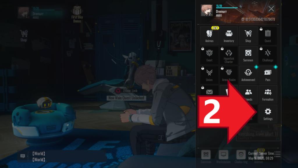 Etheria Restart Settings button in the Main Menu