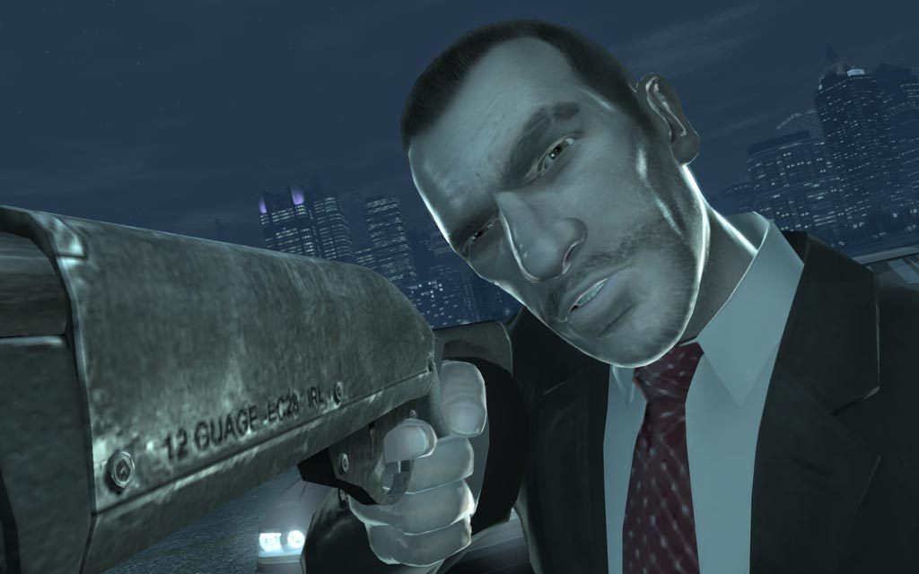 Niko Bellic aiming a pistol in GTA 4