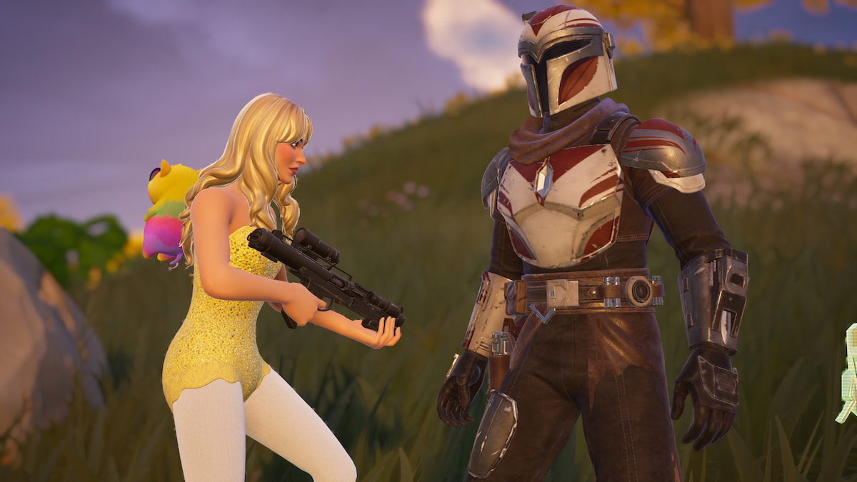 Sabrina Carpenter standing with a Mandalorian for story quests in Fortnite