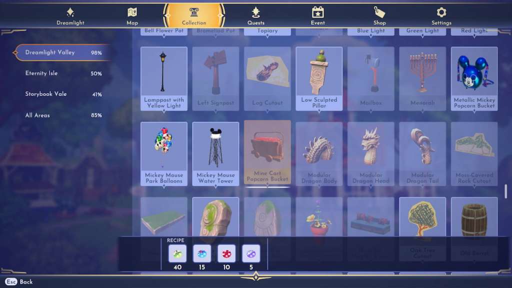 The Mine Cart Popcorn Bucket in Disney Dreamlight Valley