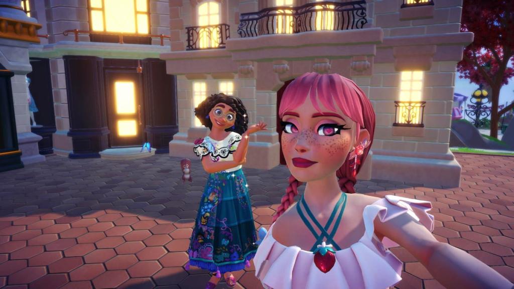Taking a picture with Mirabel and a Squirrel in Disney Dreamlight Valley