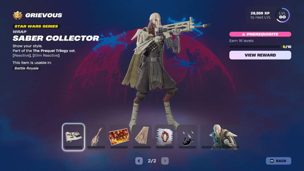 Page two Grievous rewards in Fortnite