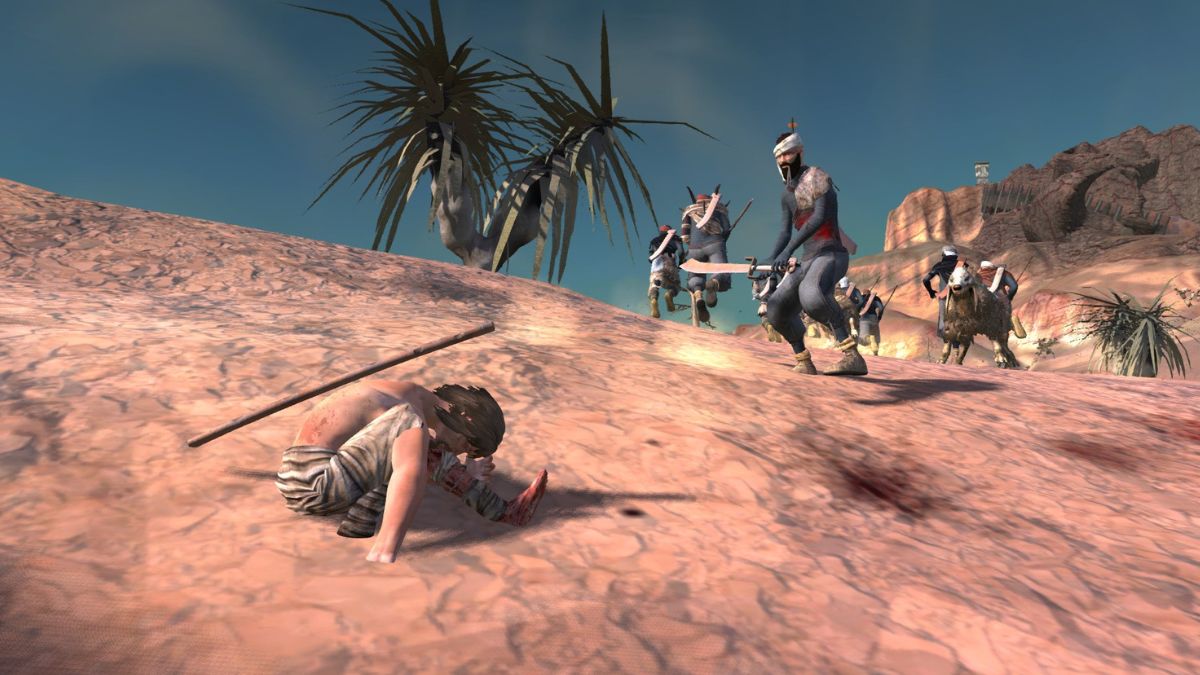 A player character after being defeated by bandits in Kenshi.
