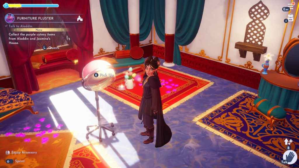 Purple cutesy items in Aladdin's house in DDV