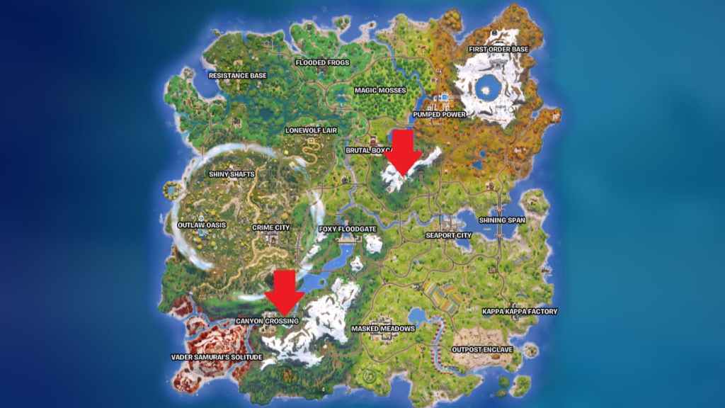 Two secret vault locations in Fortnite Chapter Six, season three