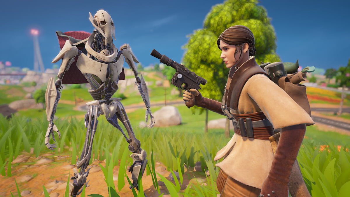 Leia standing with General Grievous in Fortnite