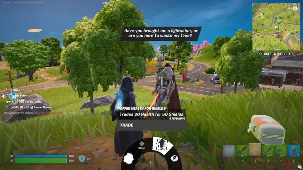 Talking to General Grievous to use alignment reward in fortnite