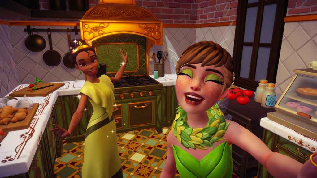 Taking a picture with Tiana in a restaurant in DDV