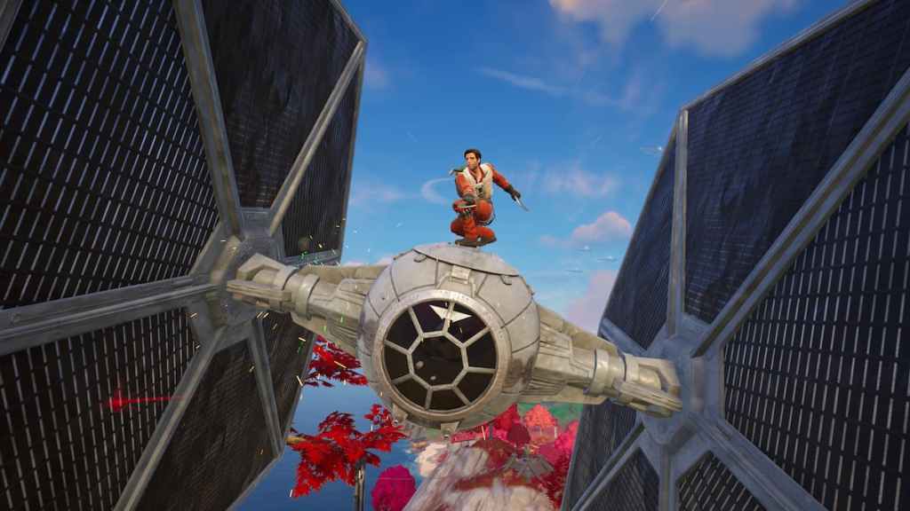 Poe on a TIE Fighter in Fortnite
