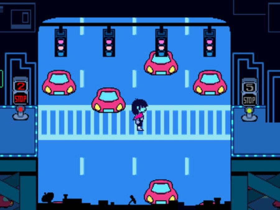 Crossing a busy street in DELTARUNE