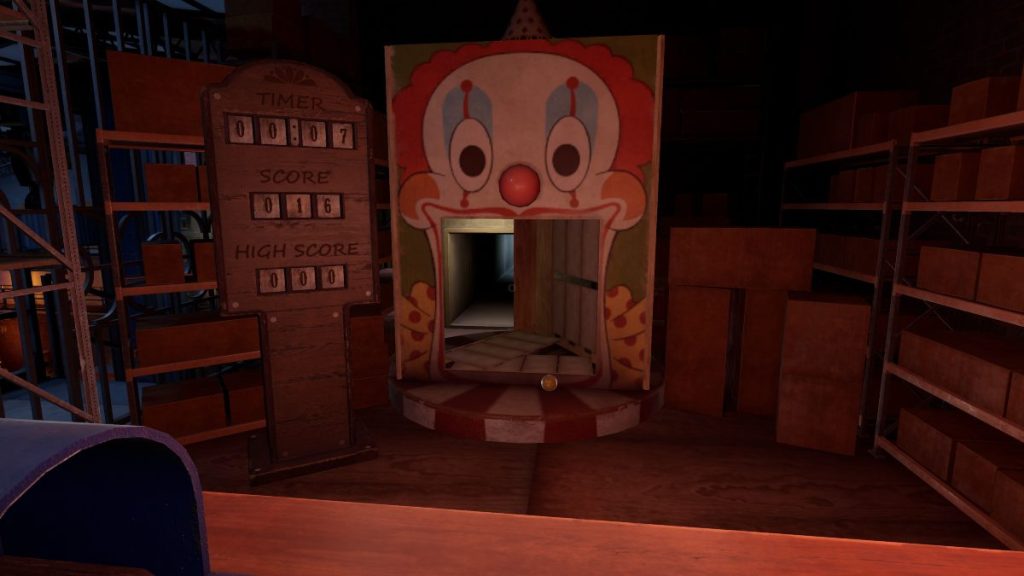 Looking at the vent behind clown game above Warehouse