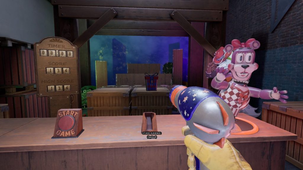 Present as reward for beating the shooting game in backstage area, between Loading Bay and Admin Wing