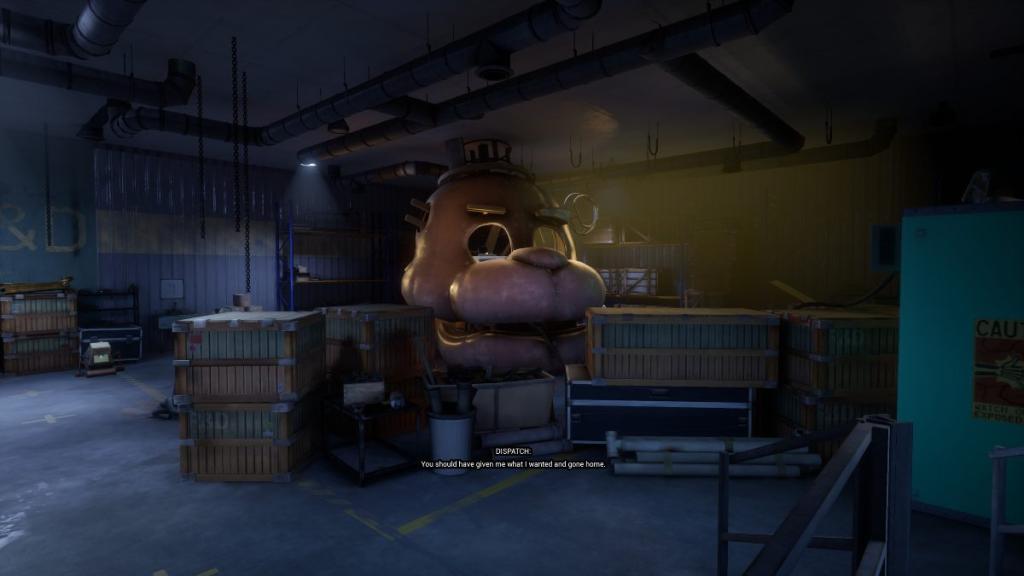 Backstage area with giant prototype of Fredbear head
