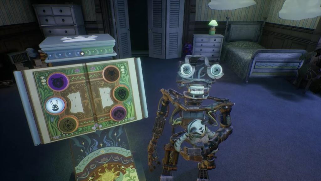 MK2 (David) holding the White Tiger Toy, looking up at Arnold