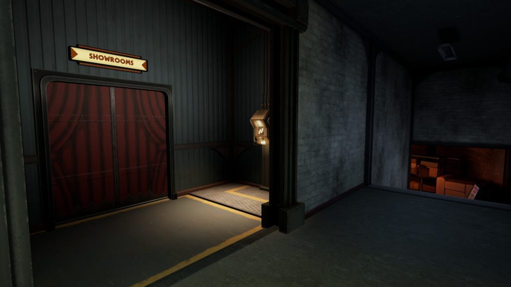 Short-cut back to the Showrooms from the Loading Bay backstage area