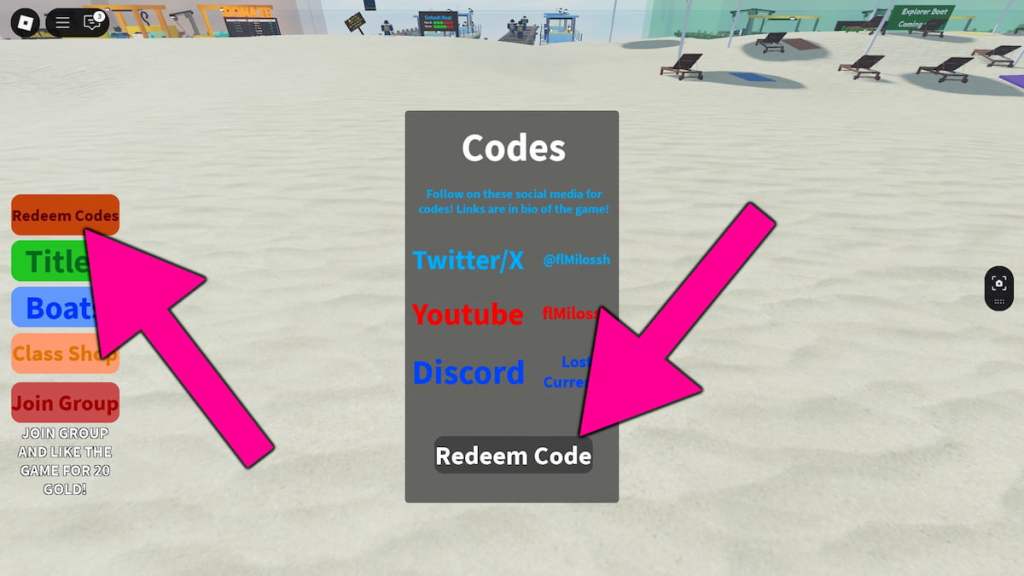 How to redeem codes in Lost Currents.