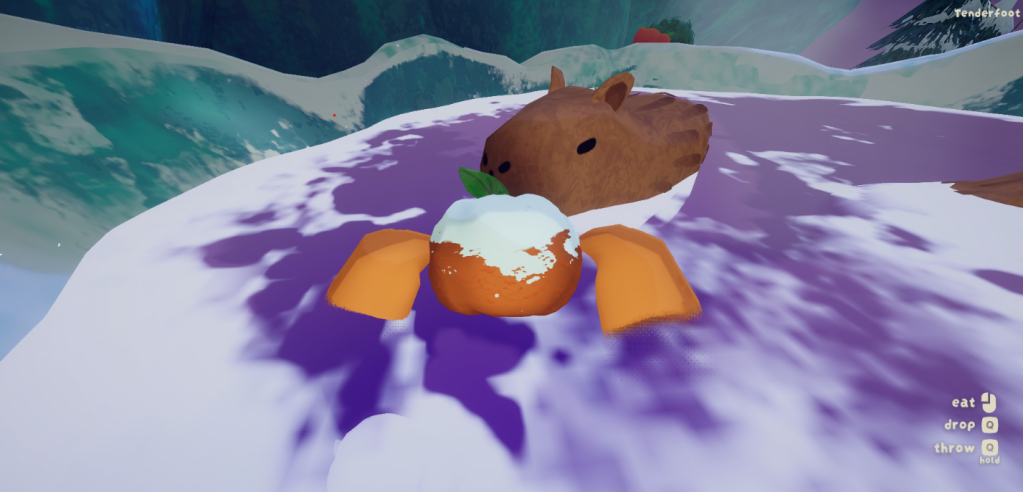 The Yellow Winterberry in PEAK on top of a capybara