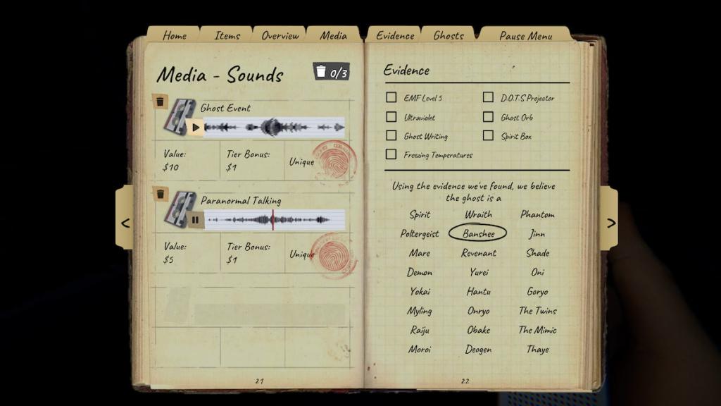 Sound evidence in Phasmophobia