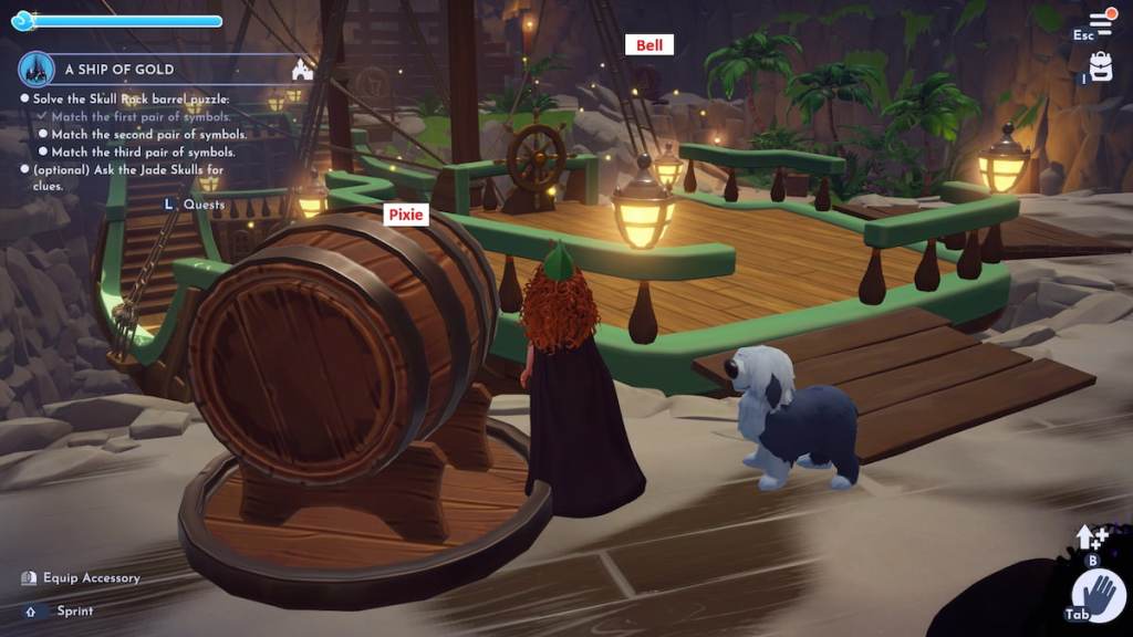 Bell and pixie barrels in Disney Dreamloight Valley