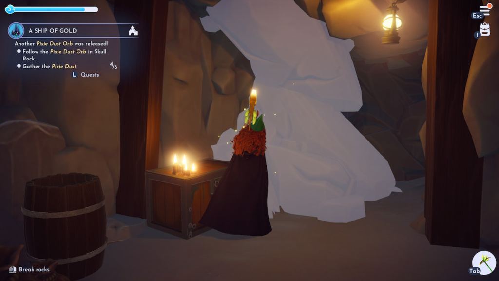 breaking rock walls in tunnel in disney dreamlight valley