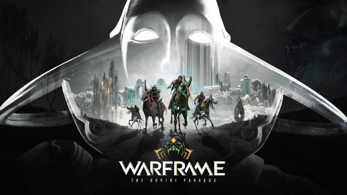 Promotional art for Warframe`s Duviri Paradox, which shows Dominus Thrax and the cast of the expansion.