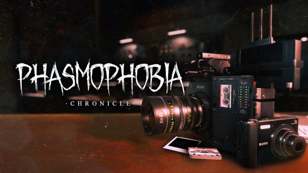 Chronicle update key art featuring a collection of recording equipment in Phasmophobia