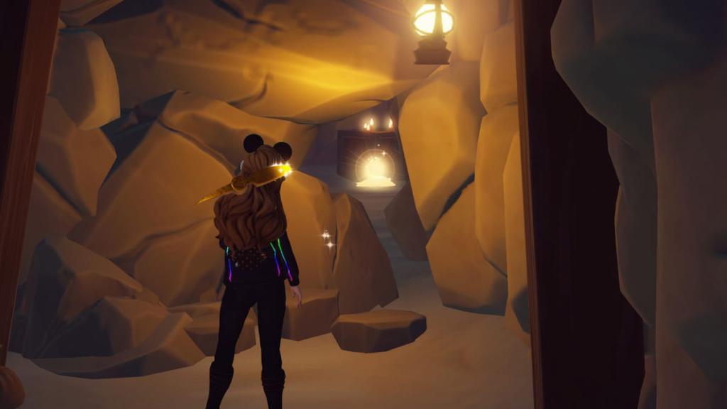 Disney Dreamlight Valley pixie dust orb behind a boulder