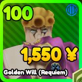 Golden Will (Requiem) unit from the Anime Rangers X Roblox experience.