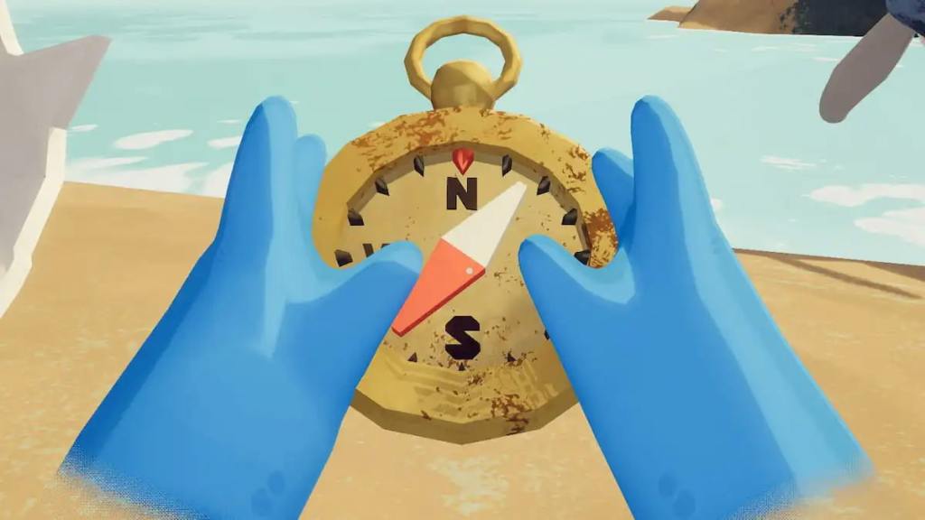 Player holding a compass in PEAK