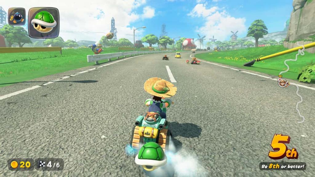 Mario Kart World Luigi green shell