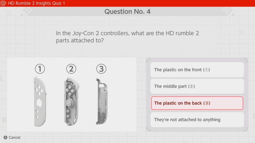 Nintendo Switch 2 quiz screen