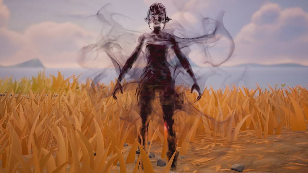 A dark red shadowy figure of Morgan Myst in Fortnite