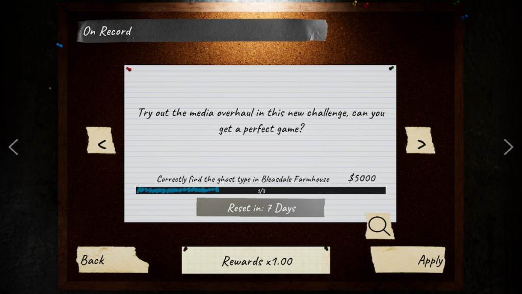 On Record challenge info in Phasmophobia